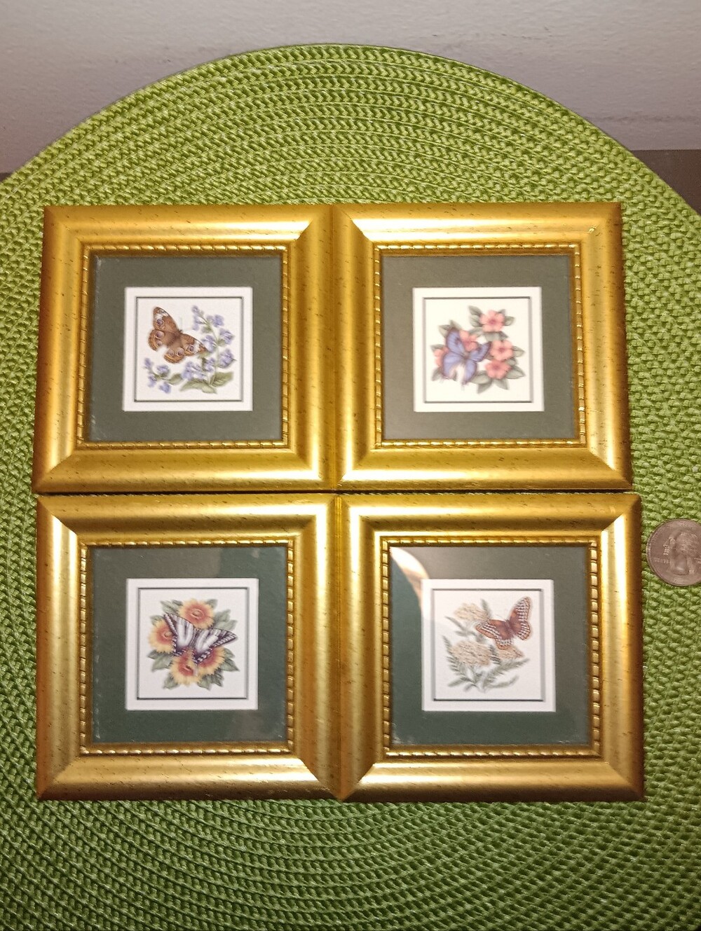 Mini Framed Butterflies & Blossoms wall art, Set of 4 by Kathy Seek, Vintage